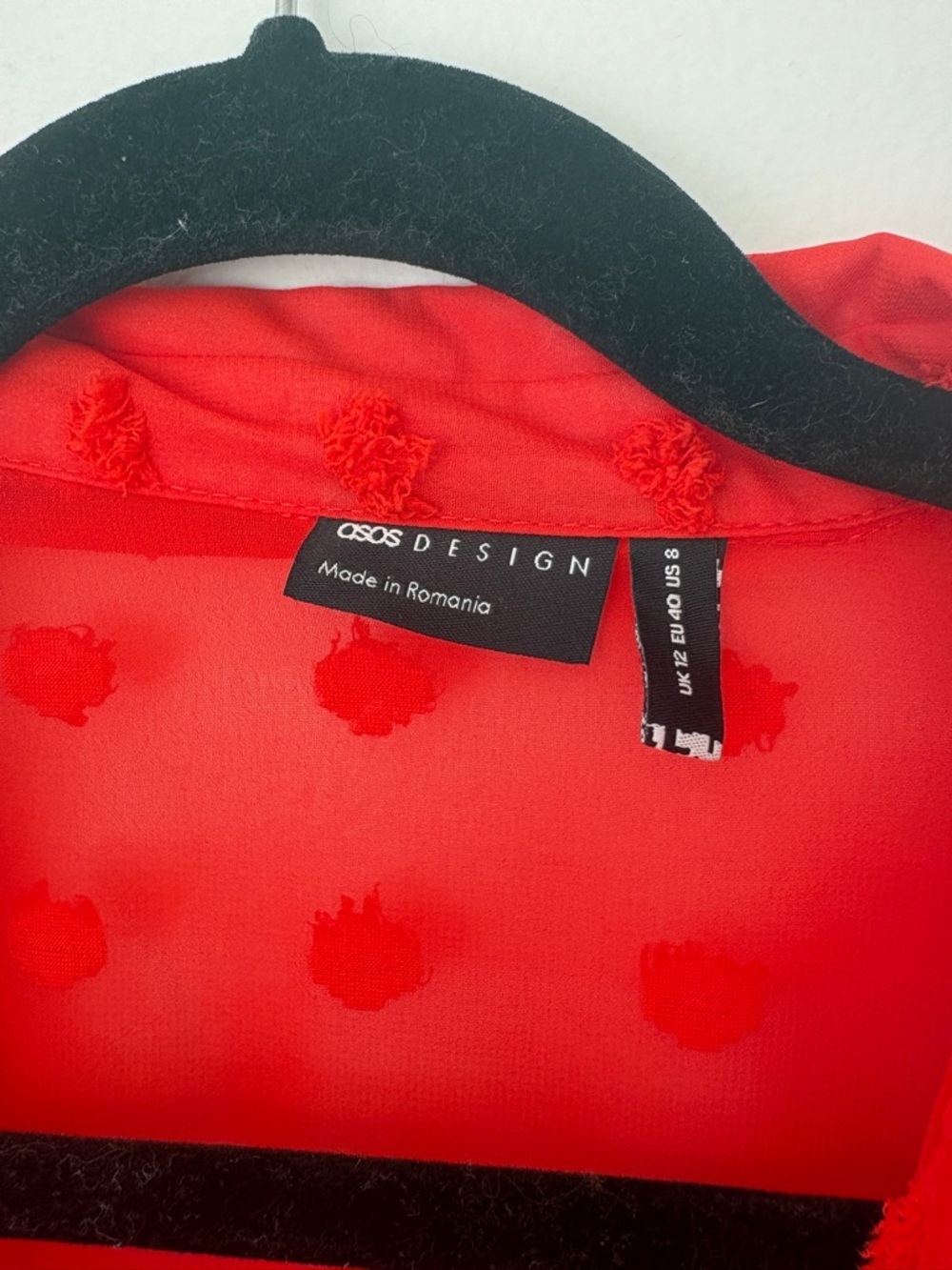 ASOS red textured dot sheer blouse - Picture 3 of 4